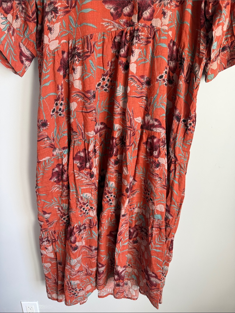 Natural Life Rebecca Midi Dress Orange Tropical Floral Large - Picture 5 of 7